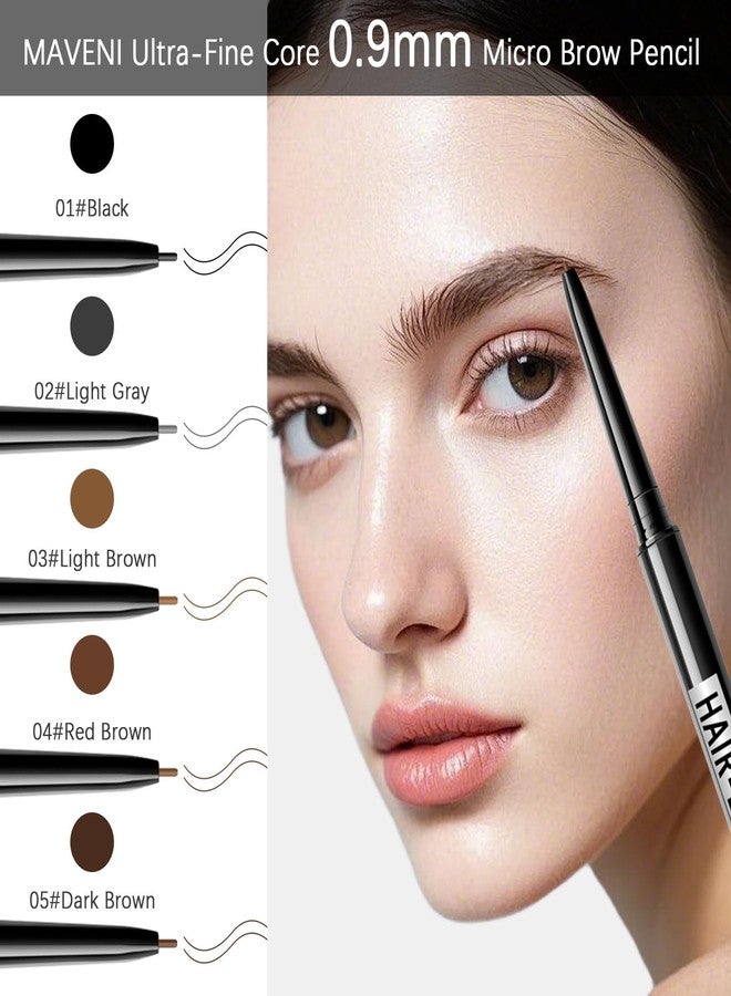 MAVENI Browcharm Microblading Brow Pencil, 0.9mm Fine Tip, Waterproof Eyebrow Pencil, with 1+1 Same Color Refills, Shapes, Defines, Fills, and Contours for Full, Natural-Looking Brows (05 Deep Brown) - Image 2